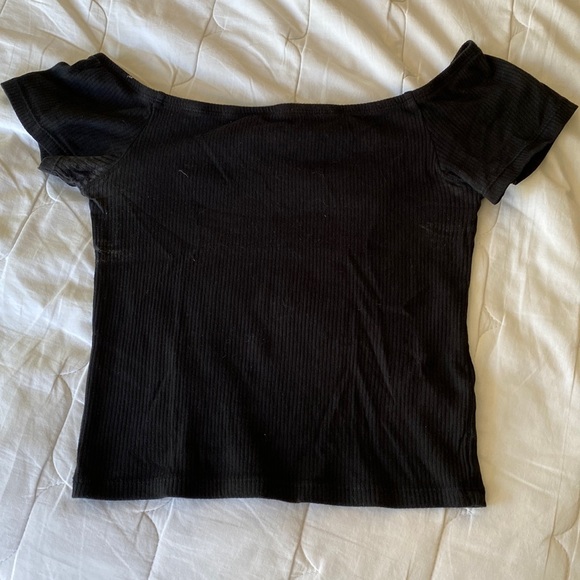 Black, Off the Shoulder, Short Sleeve Top, H&M - Picture 1 of 2